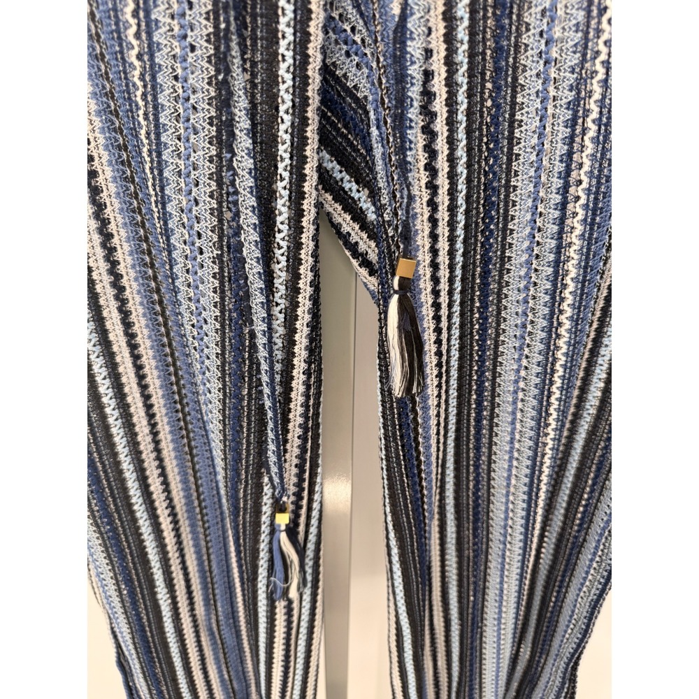 BECCA by Rebecca Virtue Blue Striped Knit Beach Cover Up Pants Medium Wide Leg - Picture 2 of 6